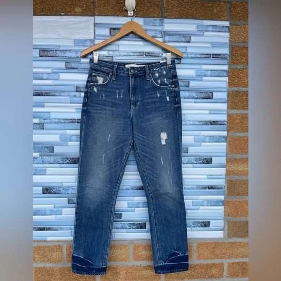 lovers + friends | logan high rise tapered jeans distressed grove wash 26 - Picture 1 of 16